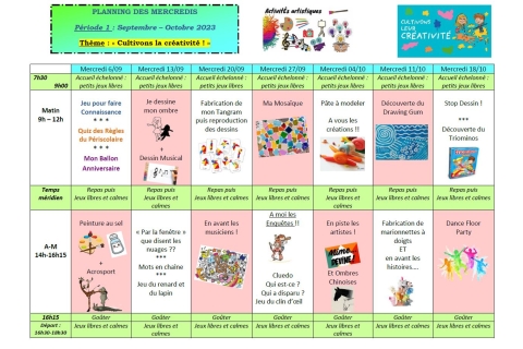 planning mercredi sept-oct 2023