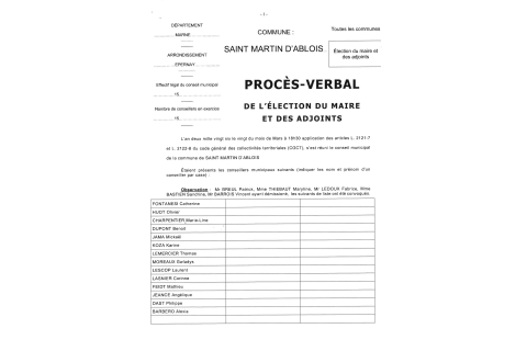 PV page 1 faisant mention des démissions de la liste d'opposition